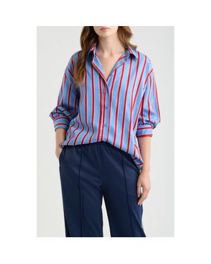 DELUC Semeru Stripe Poplin Button-Up Shirt - Blue