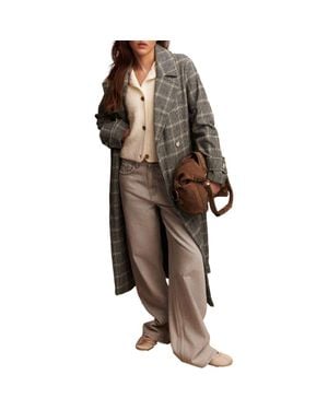 Next Windowpane Plaid Coat - Brown