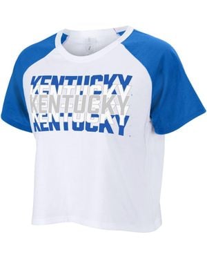 ZooZatZ Kentucky Wildcats Colorblock Repeat Raglan Cropped T-Shirt - Blue