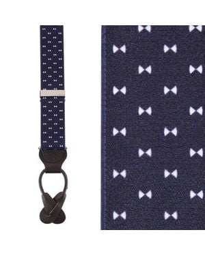 Trafalgar The Micro Bow Classic Elastic Button End Suspenders - Blue