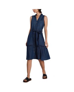 Wash Lab Denim Allie Sleeveless Tiered Denim Shirtdress - Blue