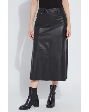 Lyssé Warren A-Line Faux Leather Midi Skirt - Black