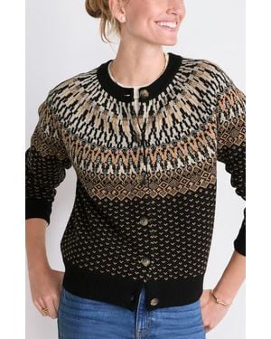 Vineyard Vines Fair Isle Merino Wool Blend Cardigan - Black
