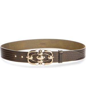 Isabel Marant Mirko Croc Embossed Leather Belt - Brown