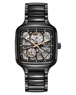 Rado True Square Automatic Open Heart Ceramic Bracelet Watch, 38Mm - Black