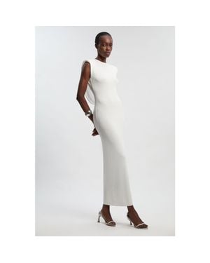 Karen Millen Plunge Back Sleeveless Maxi Dress - White