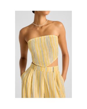 Vitamin A Joni Stripe Strapless Crop Top - Yellow