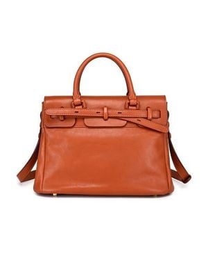 Old Trend Wishbone Genuine Leather Structured Heritage Satchel - Orange