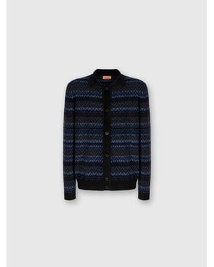Missoni Cardigan With Zigzag And Stripe Pattern - Blue