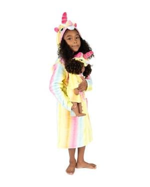 Leveret Girls Fleece Hooded Robe With Matching Doll Robe - Metallic