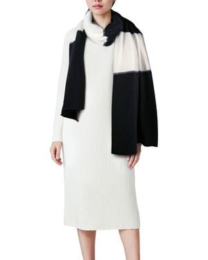 Portolano Cashmere Color Block Wrap With Lurex - Black
