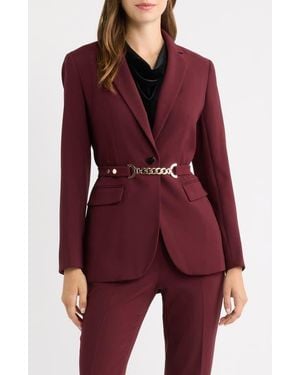 Anne Klein One-Button Notch Collar Blazer - Red