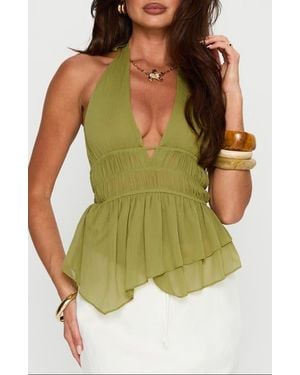 Princess Polly Lay It Halter Top - Green