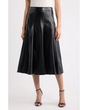 Tahari The Mireille Faux Leather Midi Skirt - Black