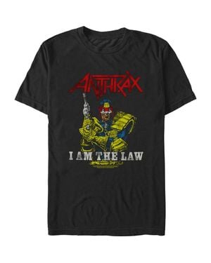 Anthrax Distressed I Am The Law Graphic T-Shirt - Black
