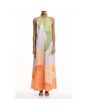 Significant Other Malina Floral Print Halter Dress - Orange