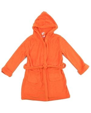 Leveret Kids Fleece Hooded Robe, Solid Colors - Orange