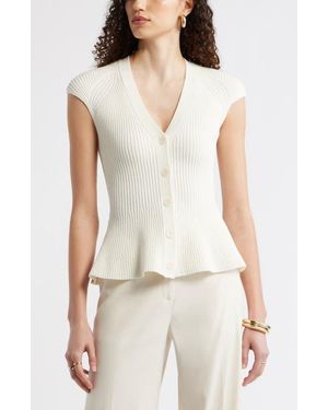 Nordstrom Rib Peplum Top - White