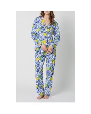 Bedhead Print Stretch Organic Cotton Pajamas - Blue