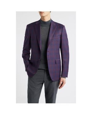 Canali Siena Regular Fit Shadow Check Wool Sport Coat - Blue