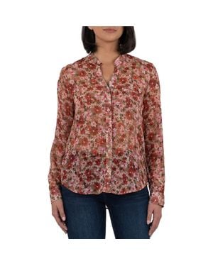 Kut From The Kloth Jasmine Chiffon Button-Up Shirt - Red