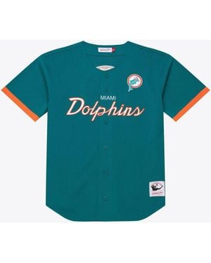 Mitchell & Ness Miami Dolphins Head Coach Mesh Full-Button Fashion Jersey - Blue
