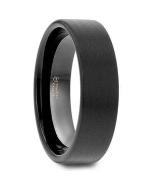 Larson Jewelers San Antonio Flat Tungsten Carbide Band With Brushed Finish - Black