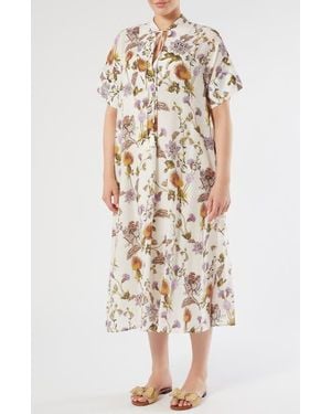 Marina Rinaldi Otto Floral Crepe Dress - Natural