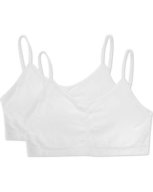 Memoi 2 Pair Pack Gathered Front Cup Training Bra - White