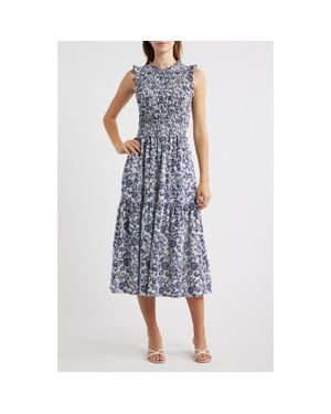 Rails Vivier Smocked Midi Dress - Blue