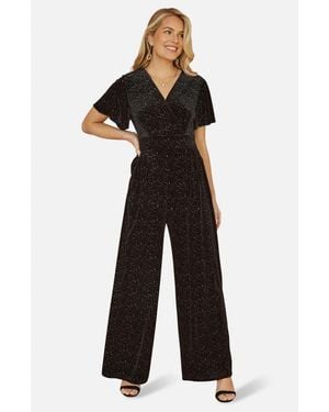 Yumi' Sparkle Velvet Jumpsuit - Black