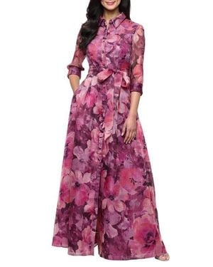 Alex Evenings Floral Organza Ballgown - Purple