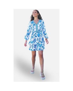 Yumi' Floral Beach Tunic Dress - Blue