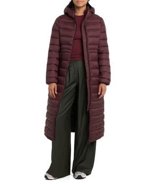 Noize Ivy Lightweight Long Puffer Coat - Red