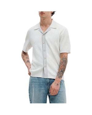 Rag & Bone Harvey Block Stitch Camp Shirt - White