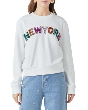 Endless Rose New York Embellished Sweatshirt - Gray