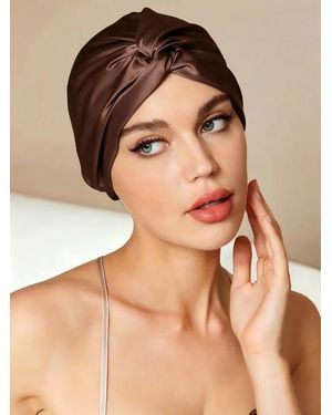 SILKSILKY Pure Silk Knot-Front Hair Bonnet - Brown