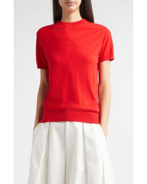 Partow Enzo Short Sleeve Virgin Wool Sweater - Red
