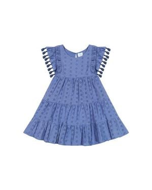 MER ST BARTH Sophie Girls Tassel Dress - Blue