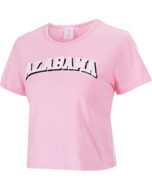 ZooZatZ Alabama Crimson Tide Gingham Logo Cropped T-Shirt - Pink