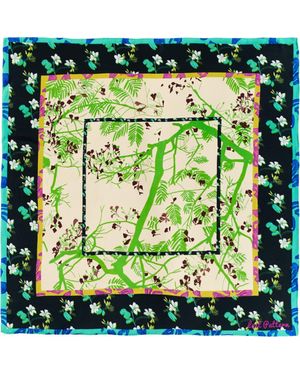 Lost Pattern Floral Tapestry Large Silk Scarf - Green