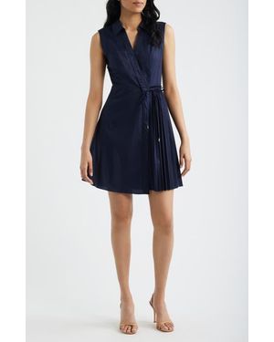 Halogen® Pleated Wrap Minidress - Blue