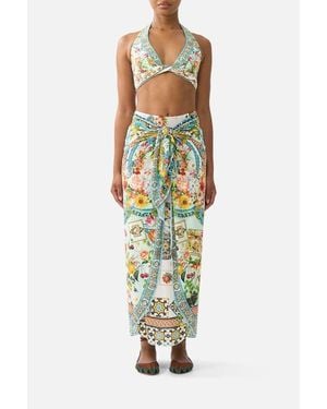 CAMILLA Layered Long Sarong W Tie Front - Green