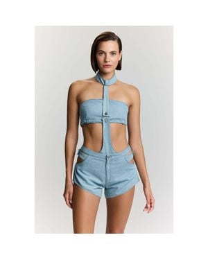 Jendue US Belinda Denim Bodysuit - Blue