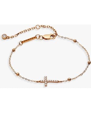 ALEX AND ANI Cross Delicate Pave Crystal Beaded Strand Bracelet - Metallic