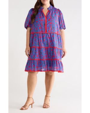 Sugarlips Tanya Korra Floral Tiered Shift Dress - Purple