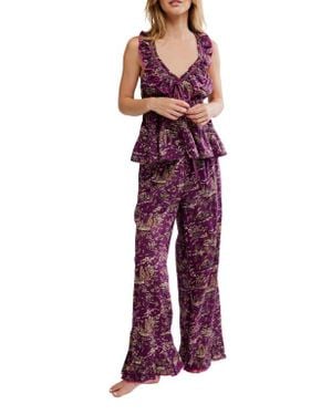 Free People Tangled Lights Ruffle Pajamas - Red