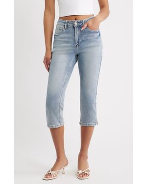 YMI Side Slit High Waist Capri Jeans - Blue