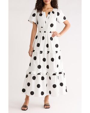 Sugarlips Randal Polka Dot Palmer Poplin Maxi Dress - White