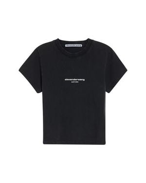 Alexander Wang Shrunken Cotton Logo T-Shirt - Black